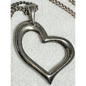 Soho Designs Silver Tone Big Heart Necklace - 34"